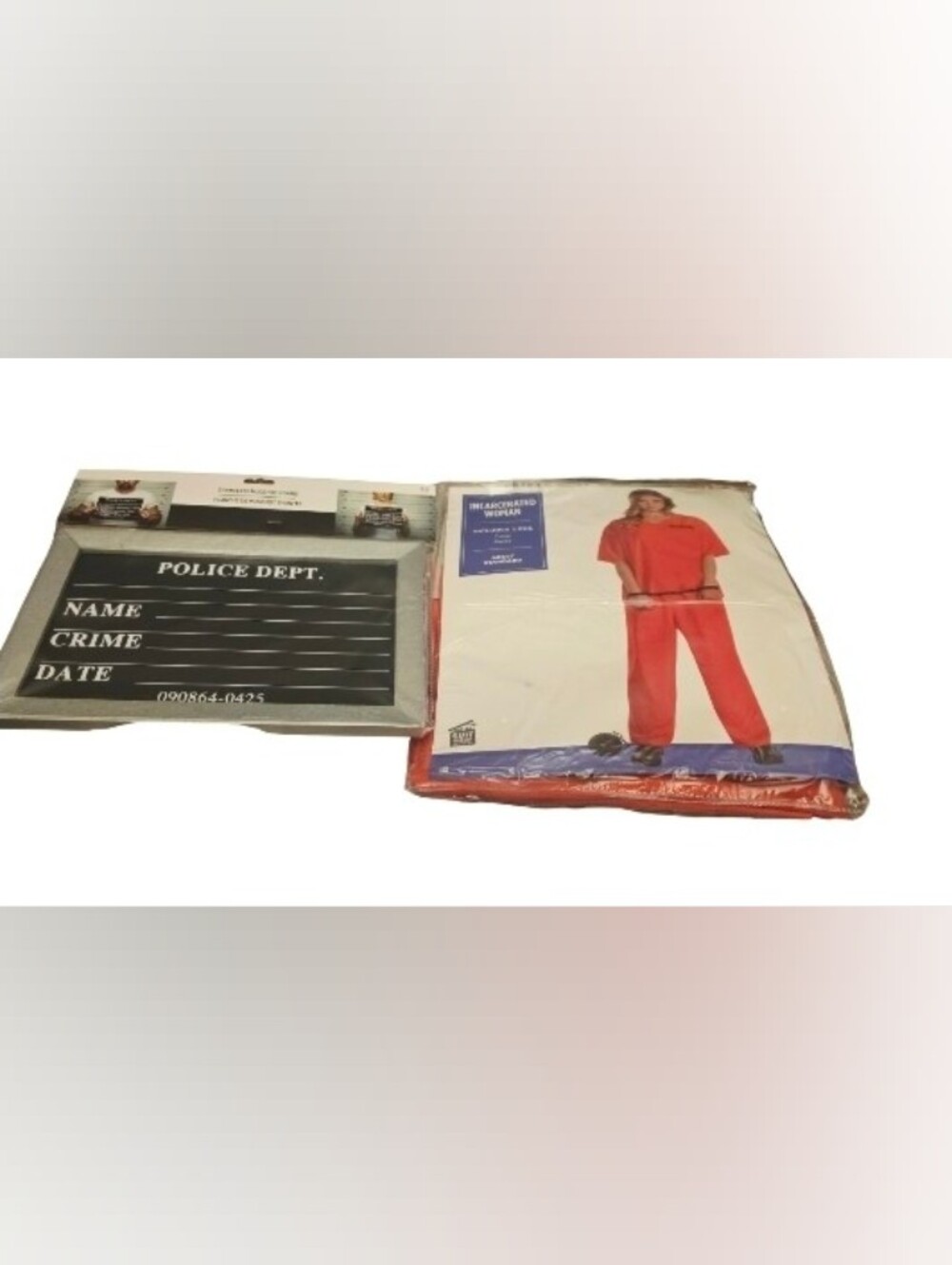 Halloween Costume-Incarcerated Woman Prisoner Orange Adult W Mugshot Board New